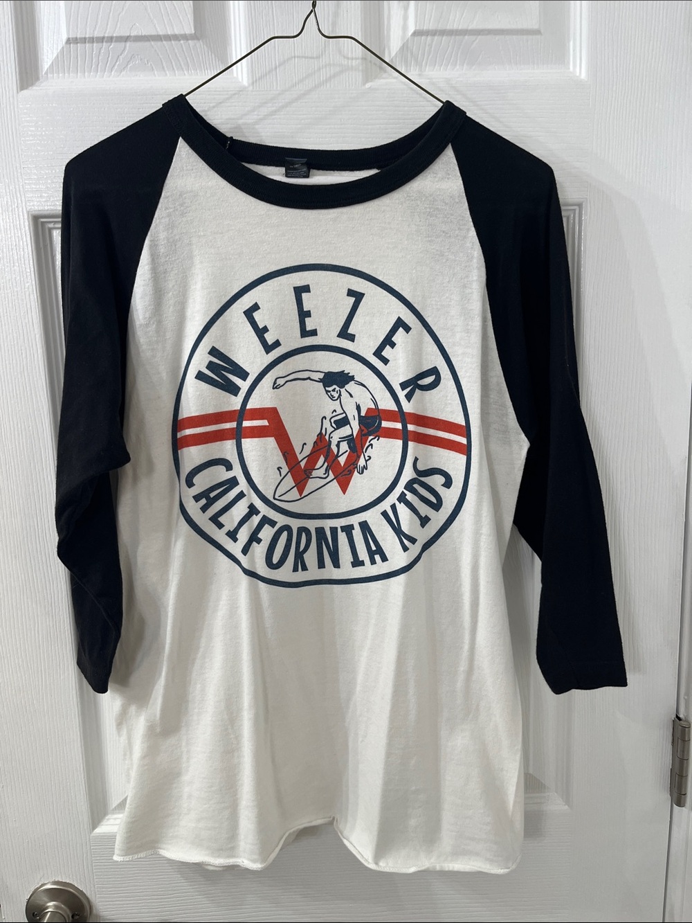 Weezer California Kids Raglan Baseball Tee - Black & White Unisex size Small
